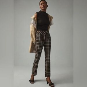 Anthropologie The Essential Plaid Pants Size 10 Black Orange Academia Preppy